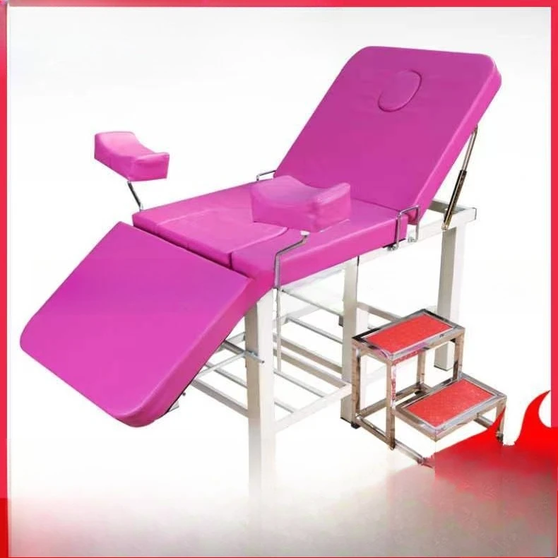 Stainless steel examination bed Gynecological simple surgery examination and rinsing bed Square leg beauty salon Health