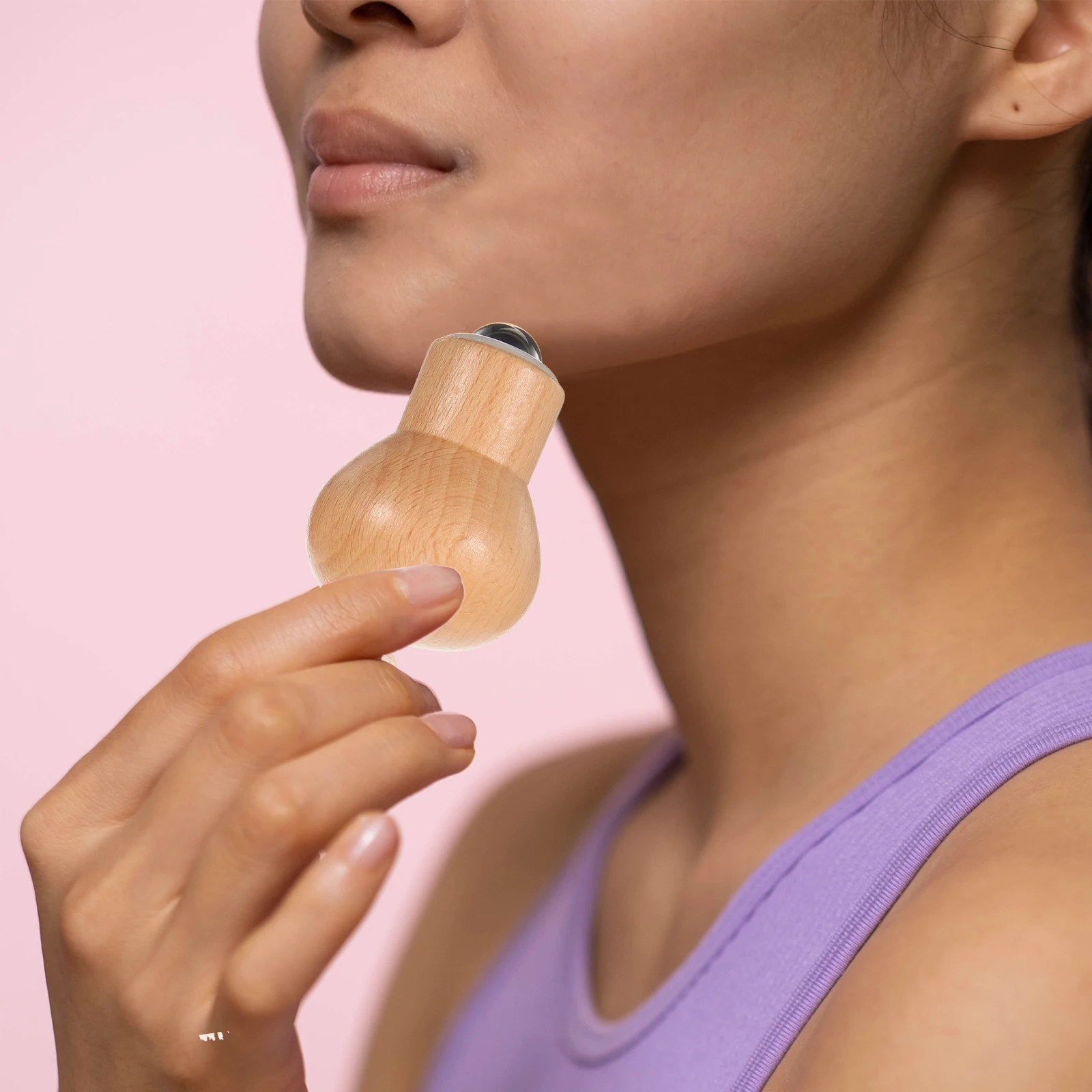 1 قطعة بكرة الوجه للنساء أداة تدليك الوجه مقبض خشبي جهاز العناية بالبشرة المحمولة الوجه العين الانتفاخ الإغاثة الأسطوانة #3