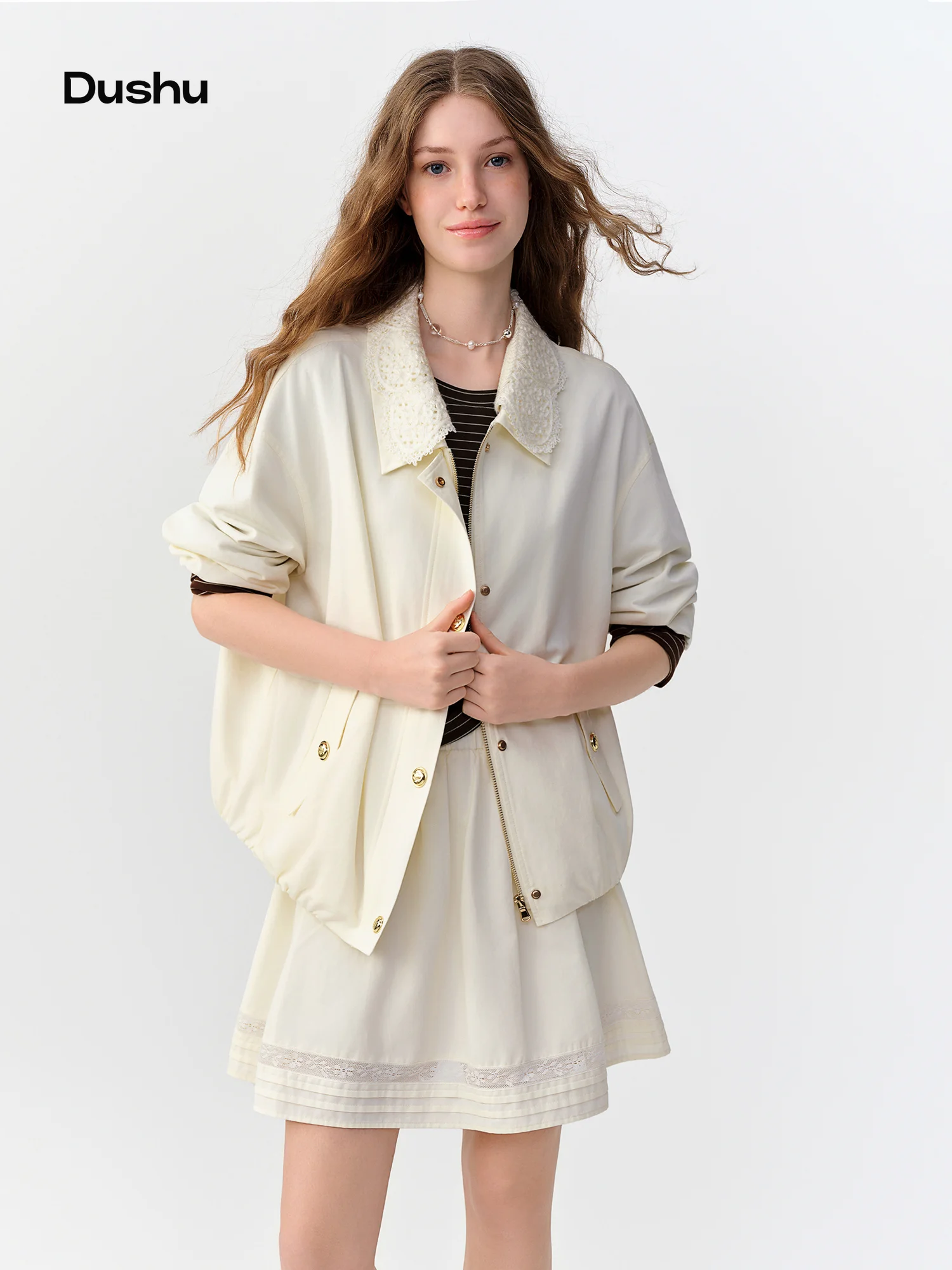A-Line Skirt Midi - DUSHU 2026 Nuevo Conjunto de Chaqueta