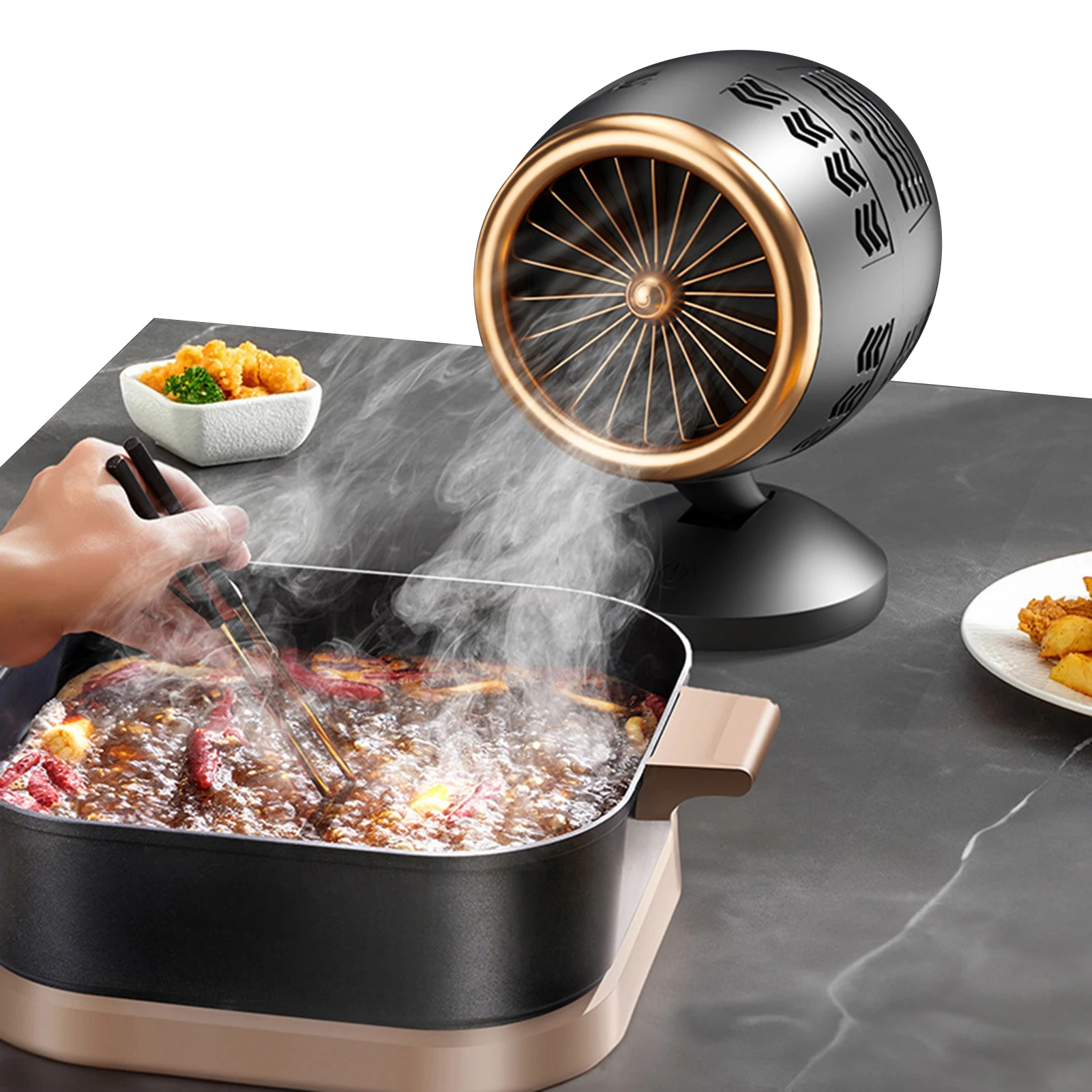 Mini Campana Extractora de escritorio, tamaño de viaje portátil, 185x150mm, para barbacoa interior, olla caliente con filtro desmontable, plástico fácil de limpiar