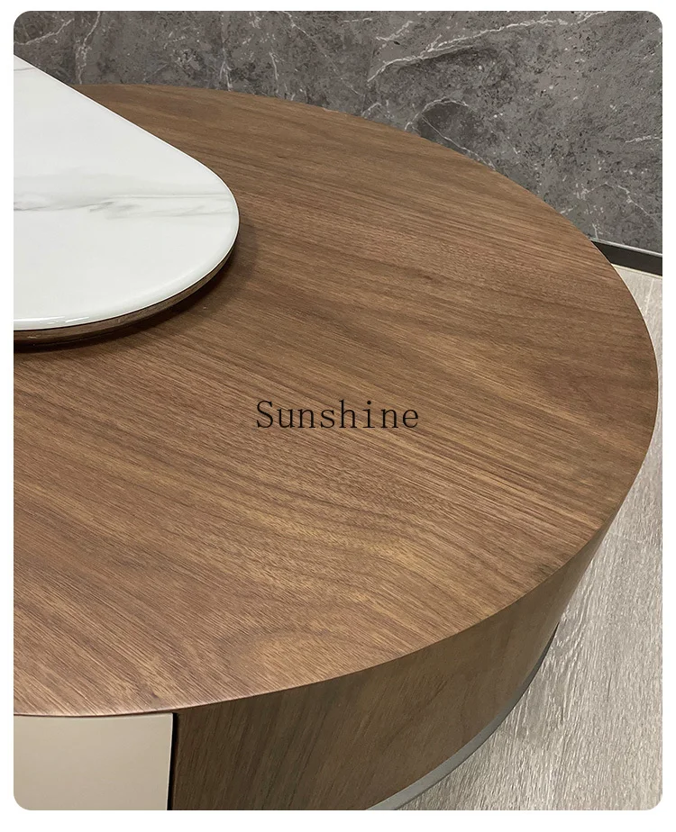 Household small apartment cream style marble minimalist high-end coffee table