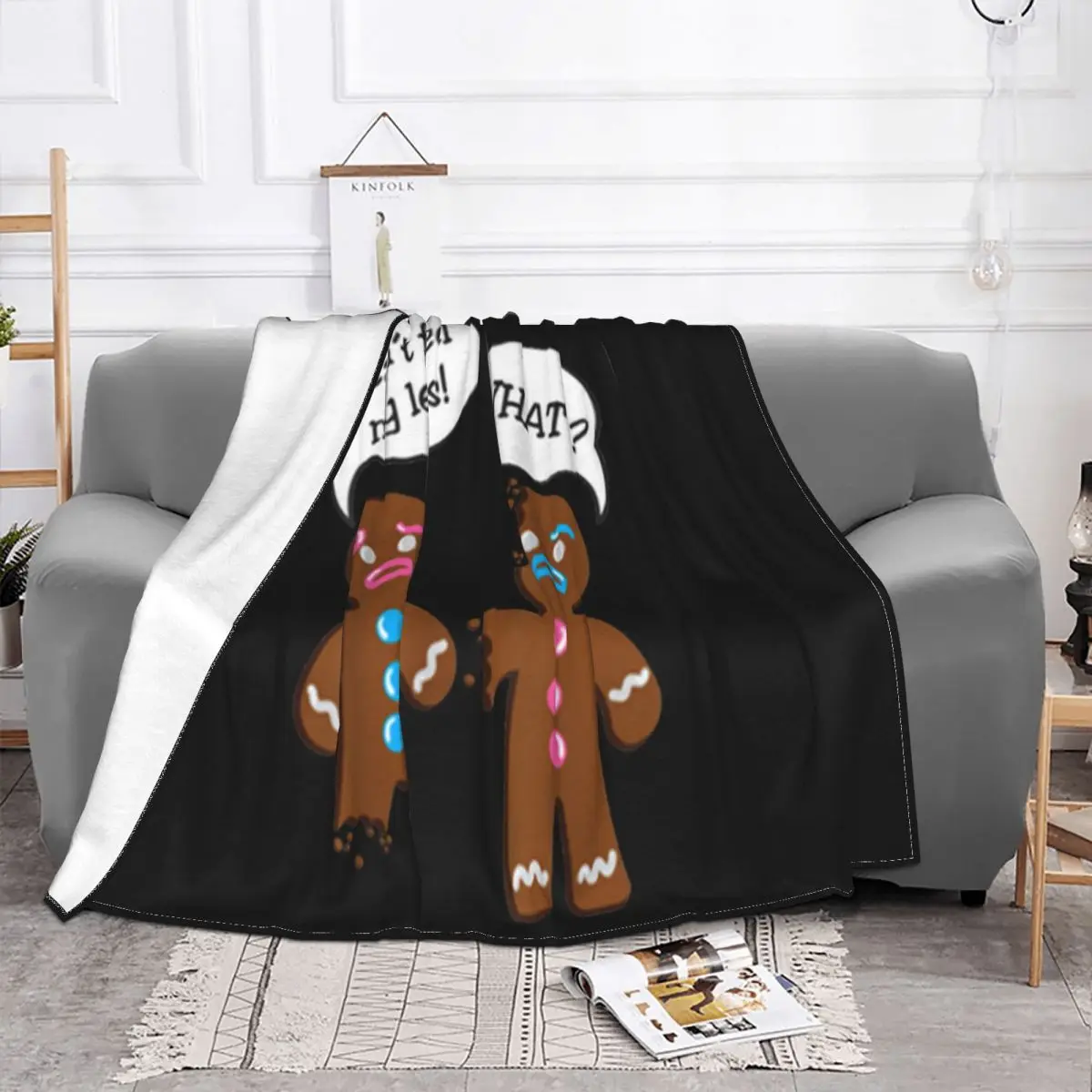 Official Gingerbread Men Christmas Graphic Letter On Sale Oversize Style Classic Unisex Adults High Quanlity Throw Blanket