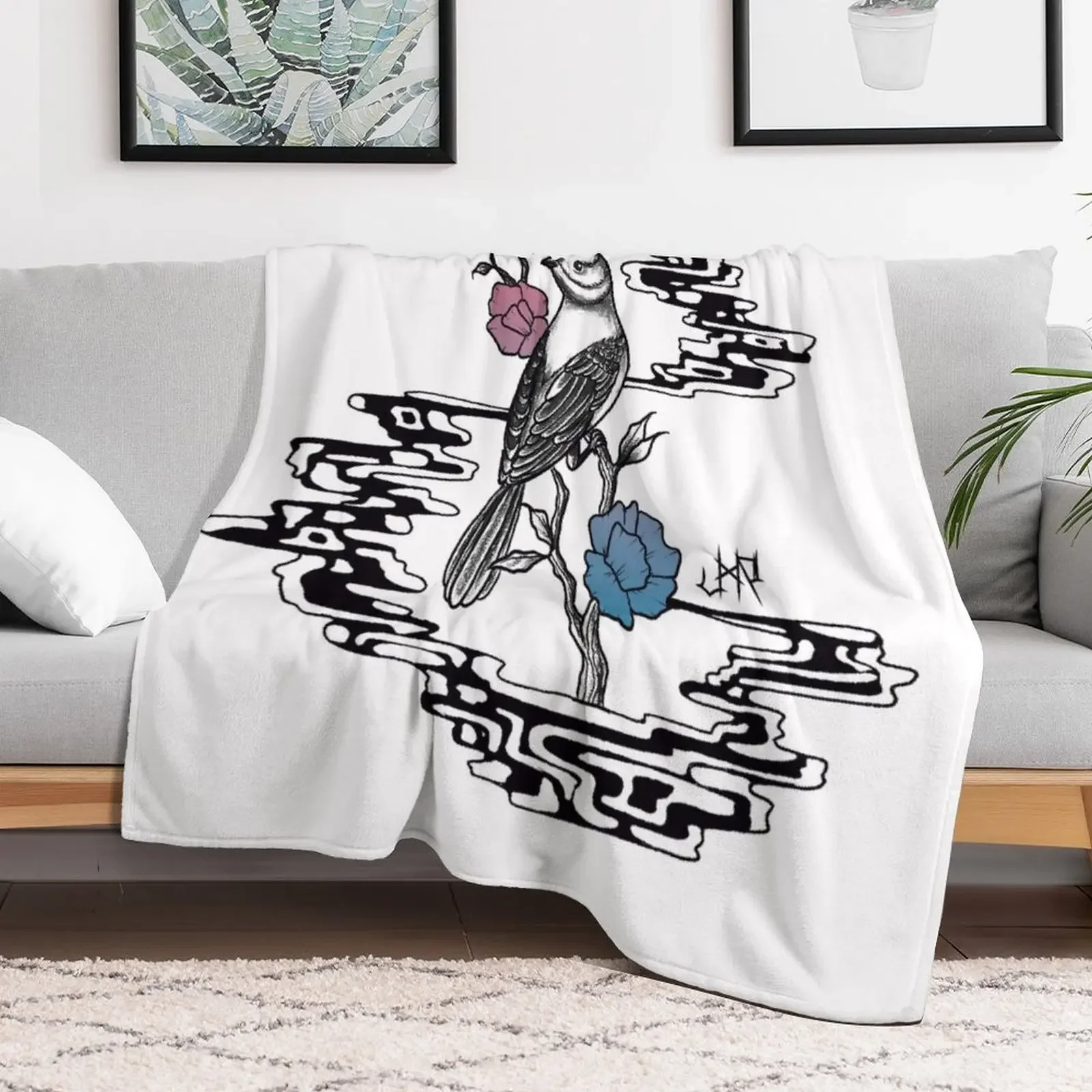 Bird on a Cloud Throw Blanket