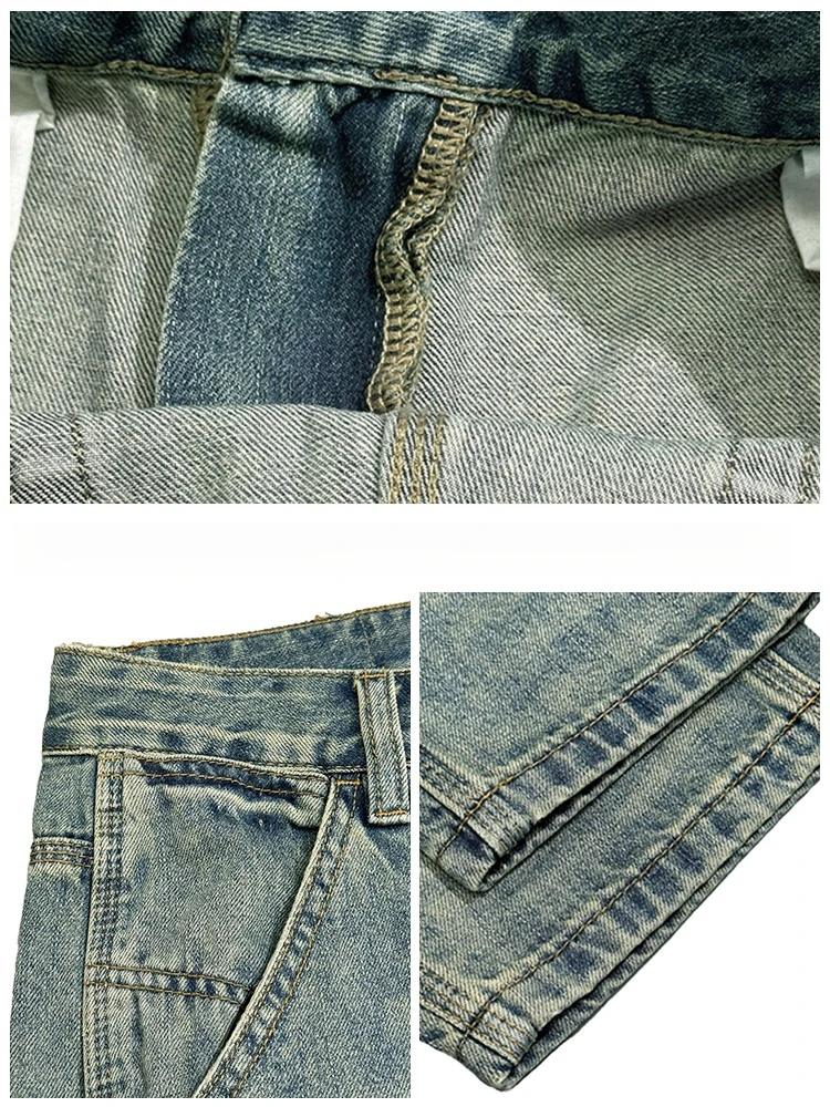 Calça jeans cargo americana vintage, azul claro, para homens, streetwear, alta qualidade, moda coreana, skate, masculina