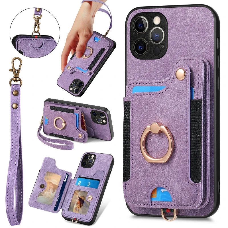 Für iPhone 18 17 16 15 14 13 12 Pro Max Mini Plus 17E 16E Hülle mit Kartenhalter & Ständer Stoßfeste PU-Leder Handyhülle