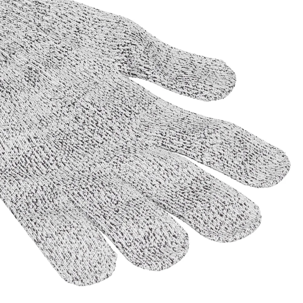 2 pairs HPPE Cut Resistant Gloves Gray Black Border Wear Resistant Safety Kitchen Gloves Level 5 Protection