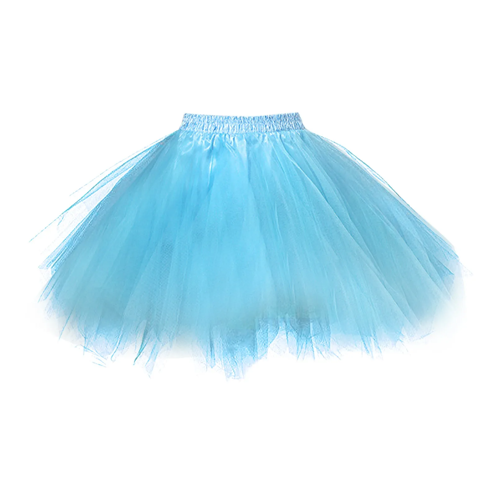 Women Patchwork Tulle Skirt Short Tutu Pleated Mini Skirts Adult Fancy Ballet Dancewear Party Costume Ball Gown Skirt Summer