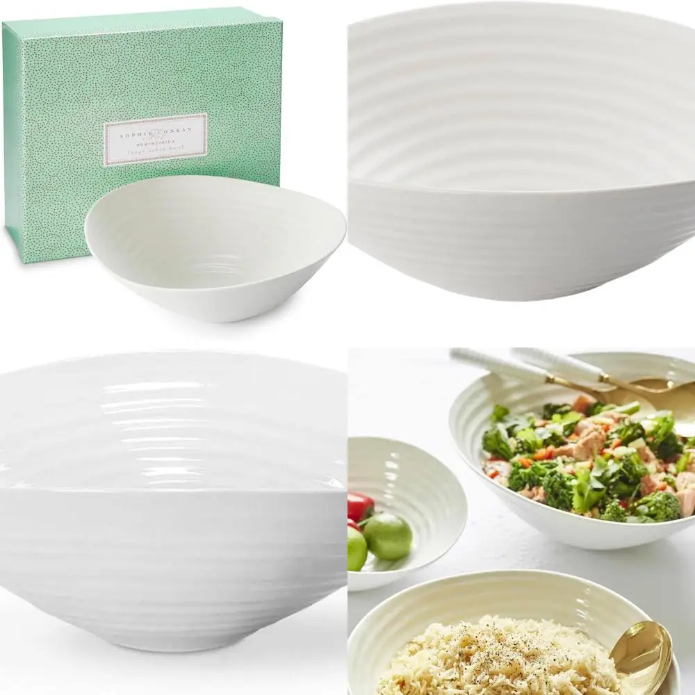 

13 Inch Large Porcelain Salad Bowl - Multipurpose Serving Dish for Salads, Pasta, Fruit - Oven, Microwave, Freezer, Dishwasher S