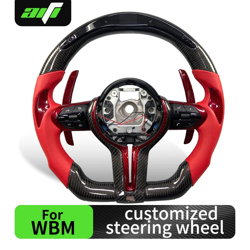 

For BMW F10 F20 F22 F30 F31 M2 F87 M3 F80 M4 F82 F85 F90 X5 F15 E70 E90 CS Style With Carbon Trim leather Steering Wheel
