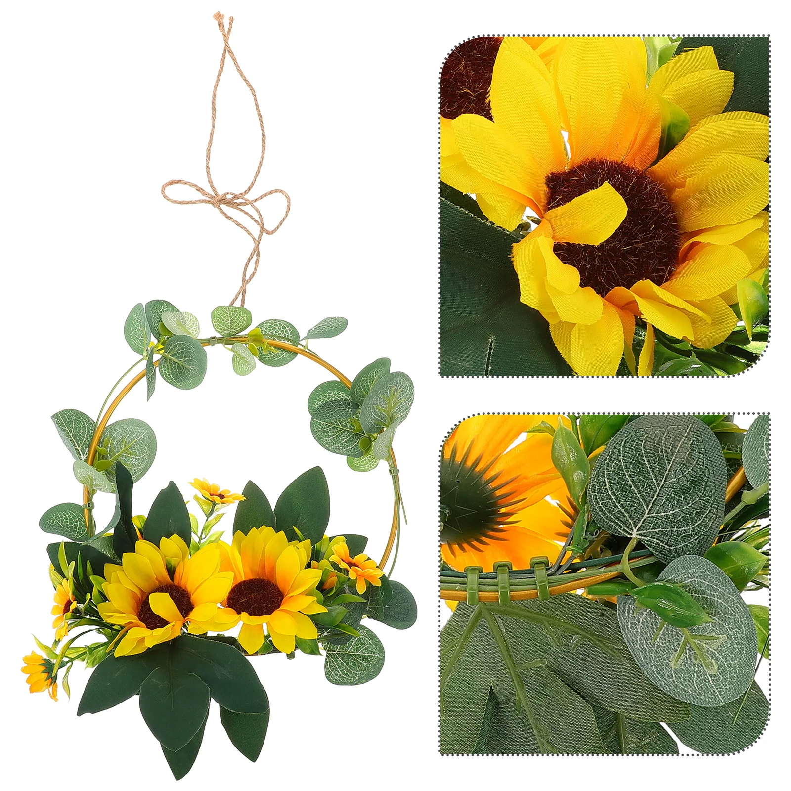 

1pc Fake Sunflower Wreath Wall Hanging Decoration Artificial Garland Wedding Party Festival Sunflower Wall Decoration