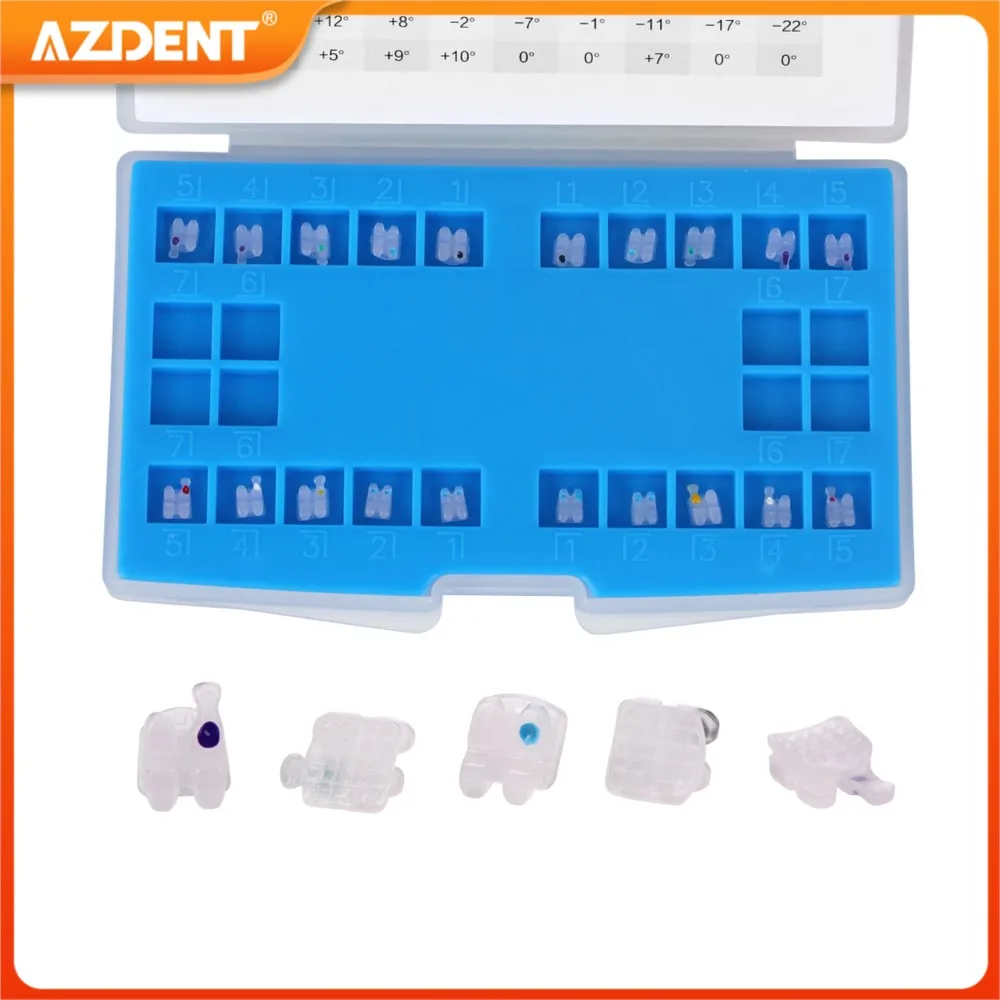 20pcs/Box Dental Brackets Orthodontic Brace AZDENT Ceramic Micro Injection Molding Roth MBT 0.022/0.018 with Marked