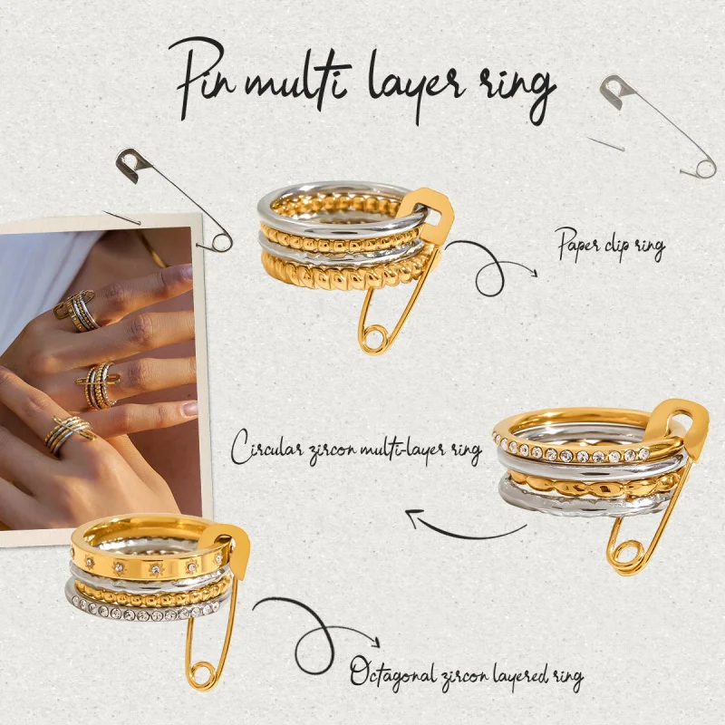 

Multi-layer Stacking Rings Titanium Steel Non-fading Finger Rings Popular Jewelry High-end Feel Stainless Steelrings