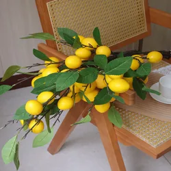 Lemon Branches With Fruit Simulation Green Plants Fresh Home Decoration Photo Props Plastic Fruit Flower Arrangement Fake Flower