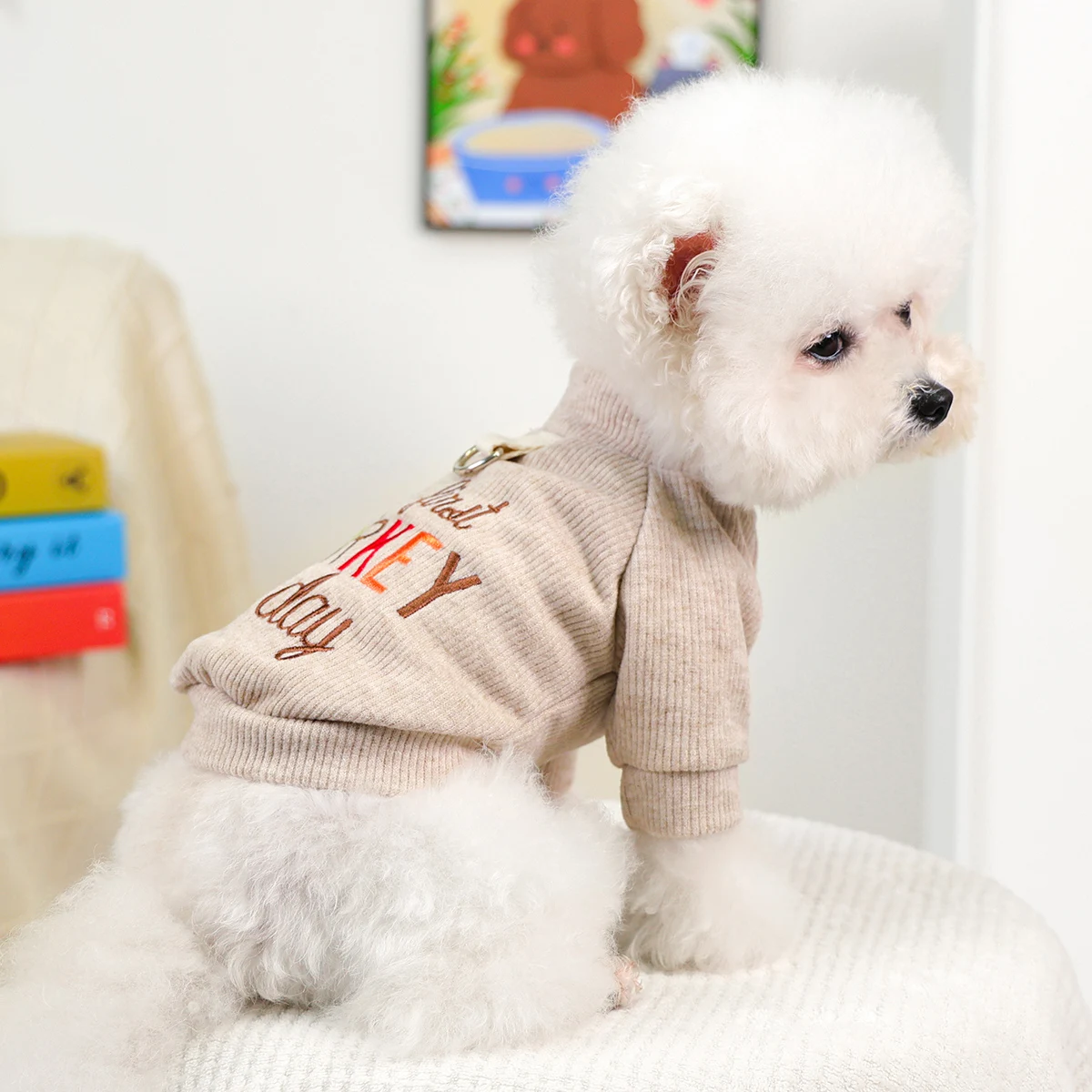عيد الشكر تركيا طاقم الرقبة الكلب الملابس الحيوانات الأليفة القط الكلب يرتدي سترة حرارية مع نص مطرز ملون على الظهر