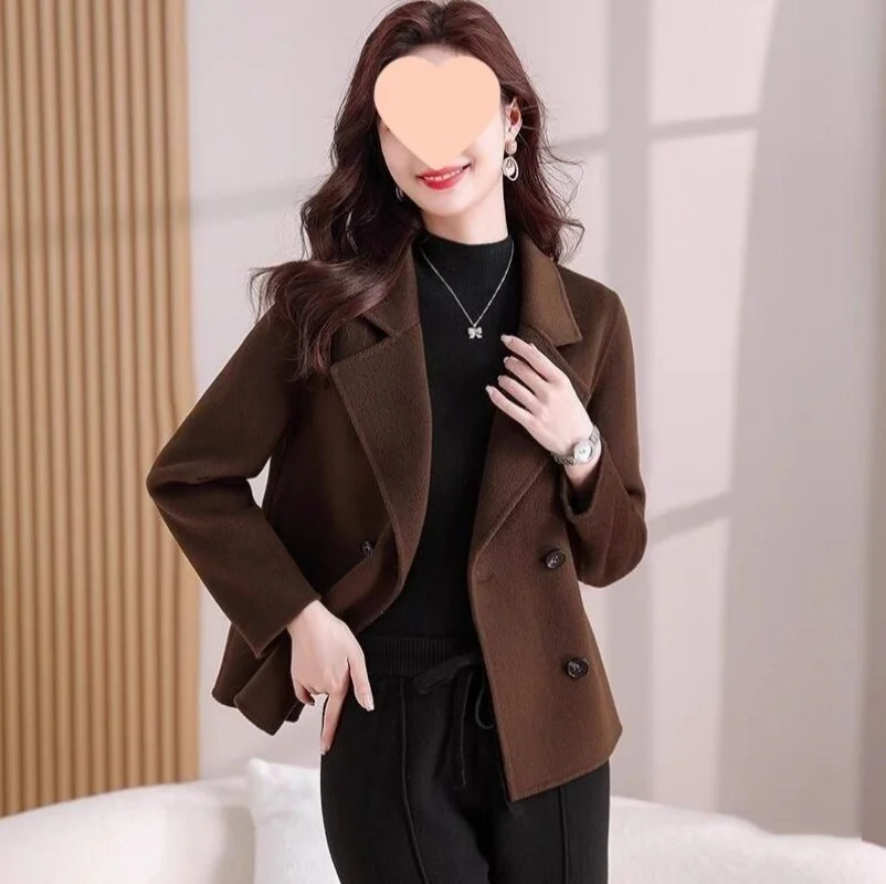 

2026 Jacket Autumn Winter New Woolen Coat Women's Fashion Foreign Jackets Slim Suit Collar Short Outerwear Female Overcoat