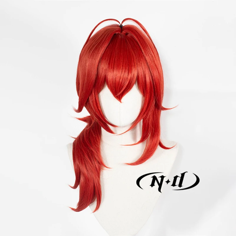 ND Diluc شعر مستعار تأثيري Genshin تأثير هيربيسي شعر مستعار تأثيري مقاومة للحرارة الاصطناعية للحزب كوميك كون كوزر زي موضوع