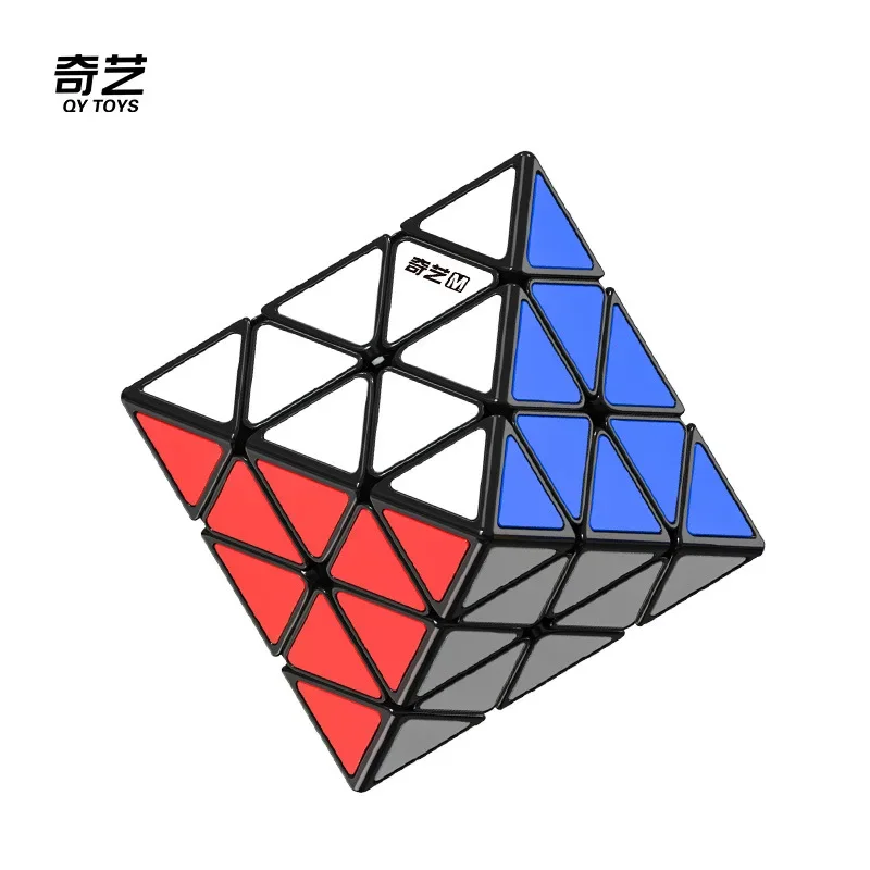 Qiyi FTO Rotating 8-Axis Octahedron Magnetic Magic Speed Cube 3x3 Black Stickers Professional Fidget Toys Kids Gift Toy