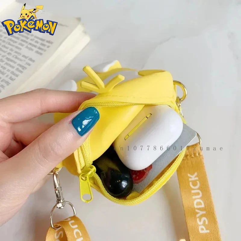 Pokemon Anime Charmander Eevee Fashion Bag Princess Small Storage Silicone Purse Messenger Cartoon Figures Model Toys Kids Gift