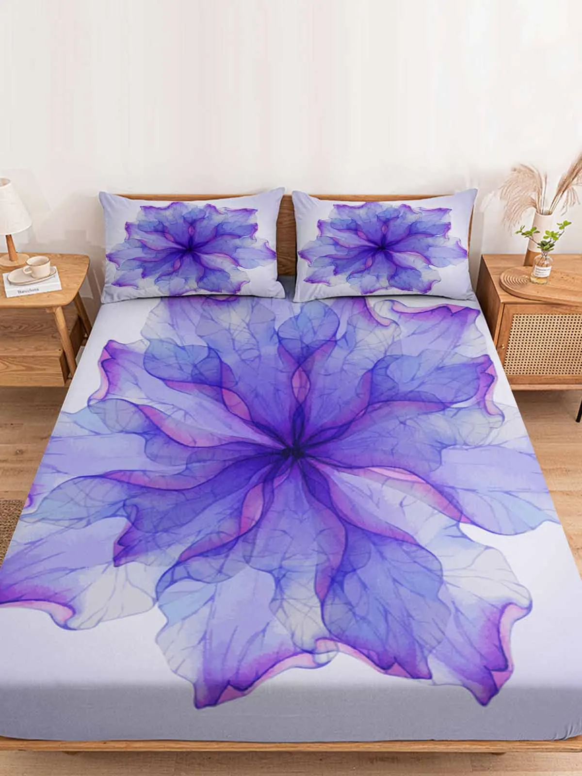 

Mandala Rendering Queen Size Bed Mattress Fitted sheet Elastic Rubber Band Non-slip Bed Sheet Pillowcase Set