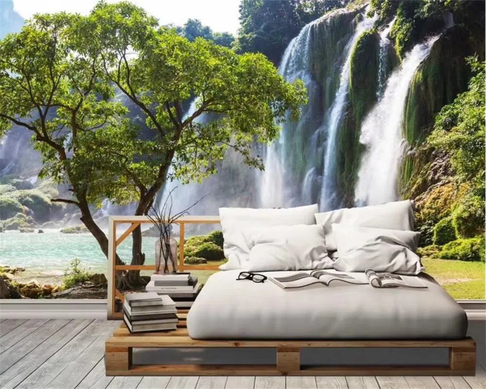 Custom Wallpaper Living Room Bedroom mural HD Falls Waterfall Tree Landscape TV Wall Background decoration 3d wallpaper