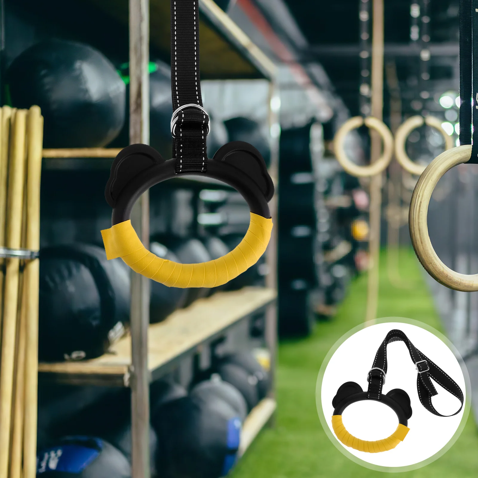

1 Pair Kids Gymnastics Training Rings Adjustable Pull Up Equipment Home Exercise Sturdy Nylon Steel Pp Anti-Slip Fitness Rings