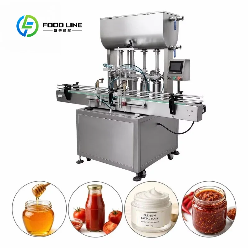 customized paste filler sauce bottler four head automatic filling machine for honey ketchup cosmetic lotion syrup Oceania