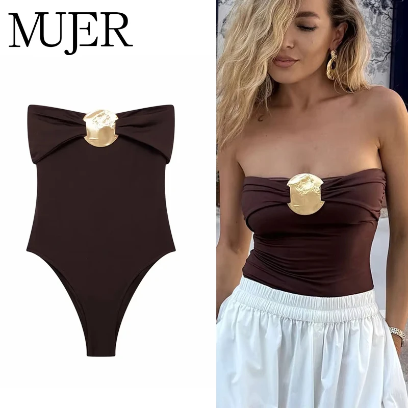 MUJER 2025 Ekstremalne Body Damskie z Odkrytymi Ramionami, Seksowne Body dla Kobiet, Czarne Body Jednoczęściowe, Seksowne Stroje, Bielizna, Body Damskie