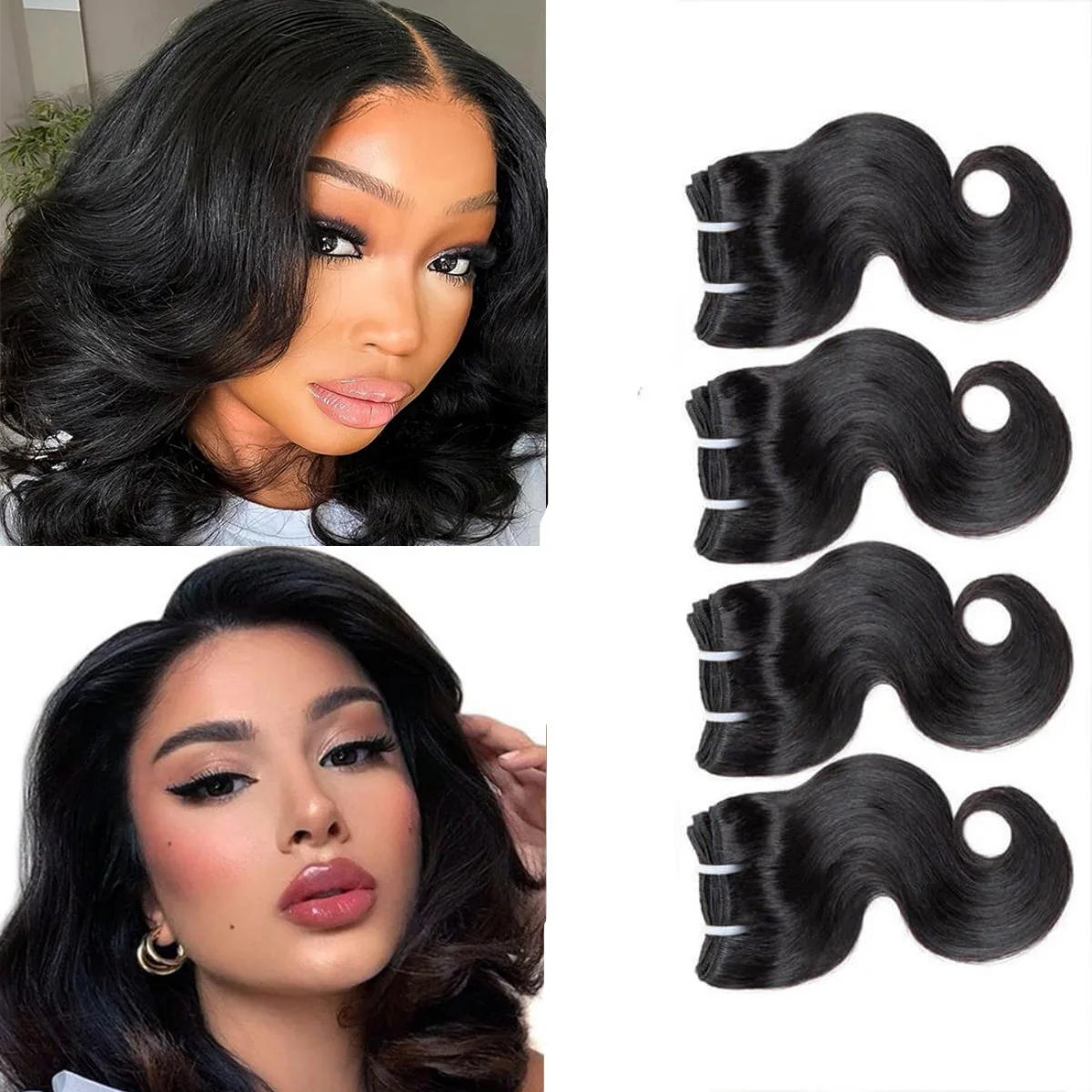 

4 пучка, 8 дюймов, объемная волна, наращивание человеческих волос, 100% натуральный Remy, бразильский черный омбре, 50 г в комплекте для Дня Хэллоуина