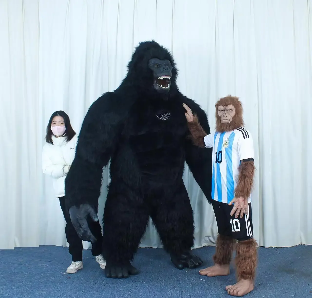 Inflatable King Kong Costume for Adult Halloween Plush Furry Mascot Animal Venice Carnival Dress Suit Fursuit Gorilla Cosplay