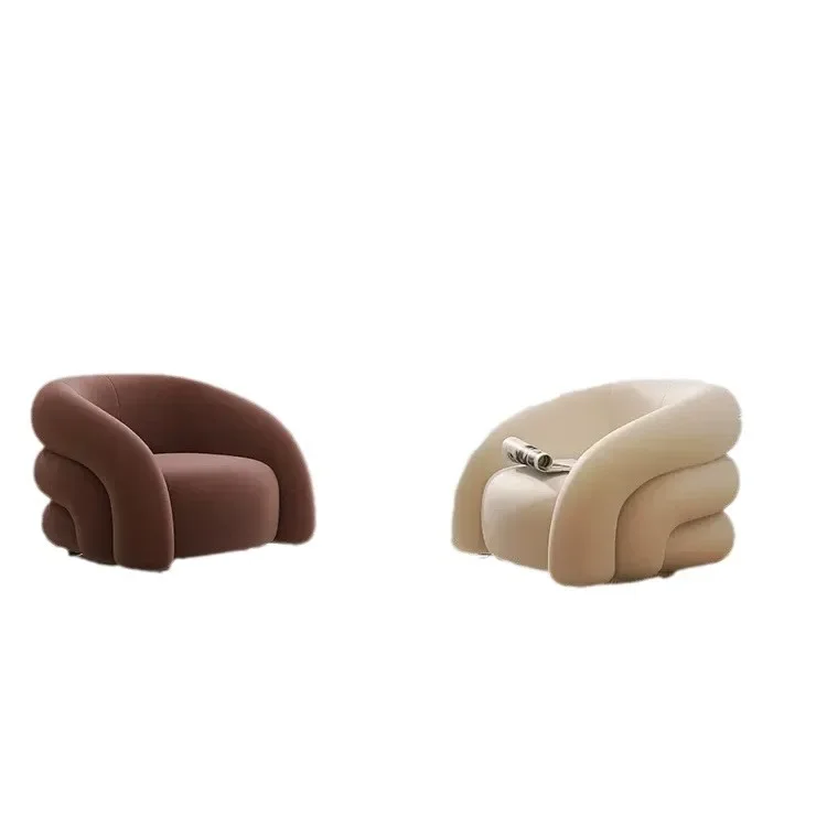 أريكة قماش كريمية الرياح بسيطة ومبتكرة شقة صغيرة غرفة المعيشة كرسي أريكة واحد متجر الملابس منطقة الراحة صغيرة #1