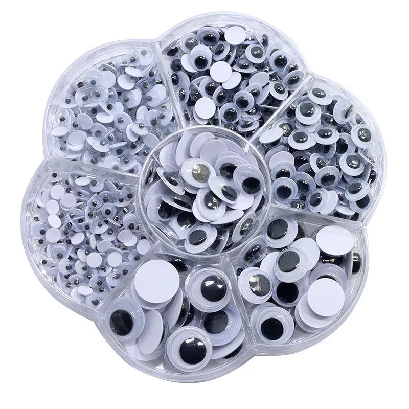 800 szt. Czarne oczy Wiggle Googly z samoprzylepnym opakowaniem mieszanym 4/5/6/8/10/12 mm, 3 lata i nowsze