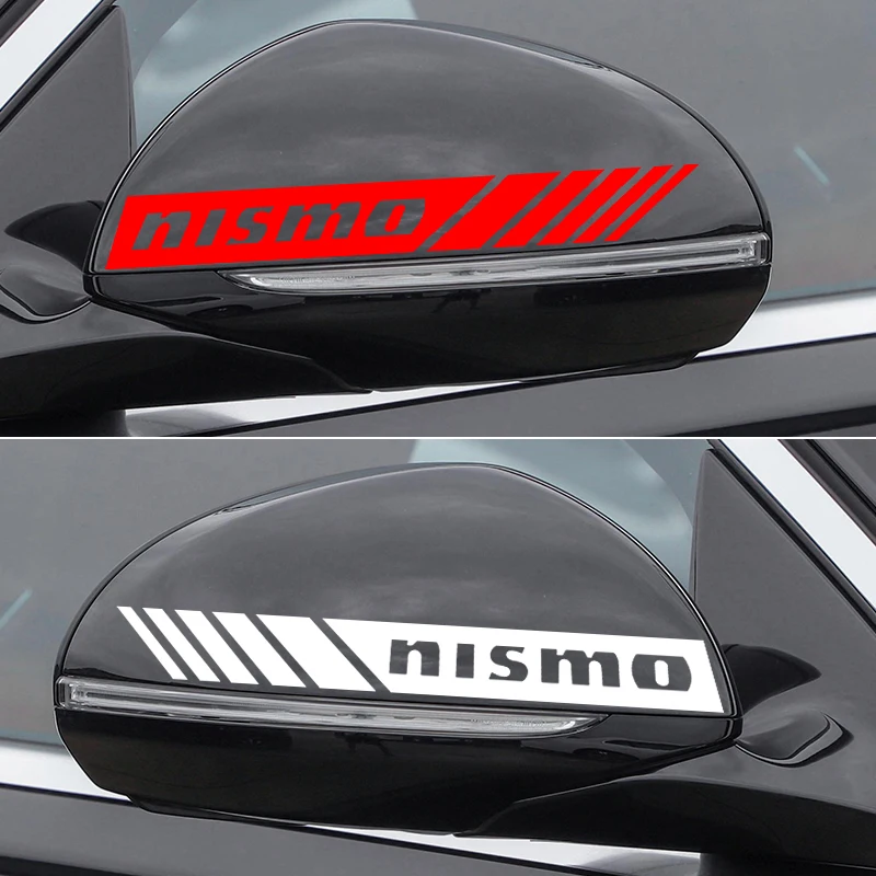 Car Styling 2Pcs Rearview Mirror Decal Stickers For Nismo Logo Emblem R34 GTR Nissan Tiida Sylphy Teana X Trail T32 accessories