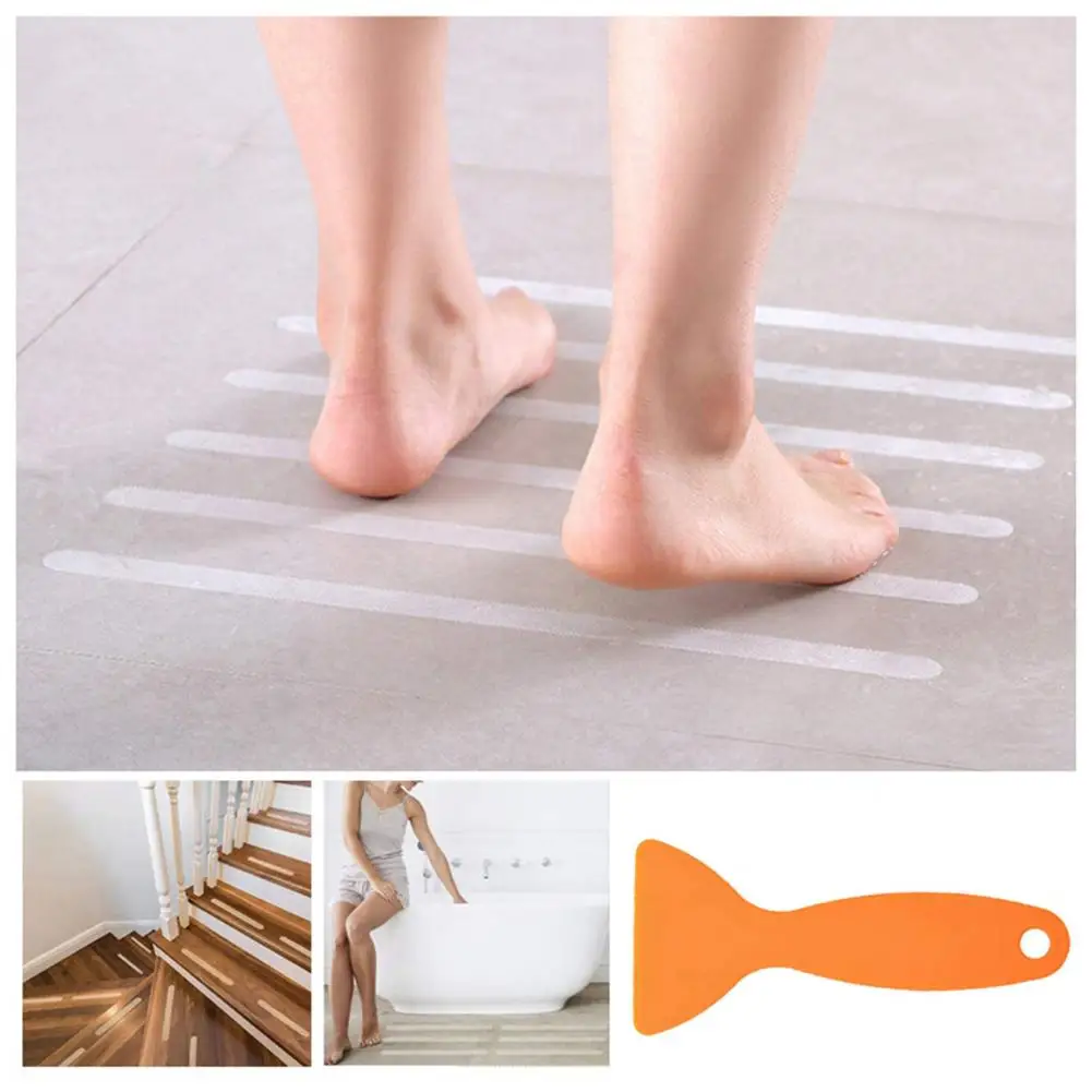 1 Set Useful Easy to Remove Anti-slip Strip Wear-resistant Bathtub Non-slip Sticker Pool Step Anti-slip Strip Avoid Falling