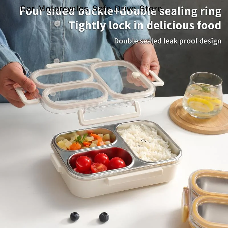 【M】Leak-Proof 304 Stainless Steel Lunch Box 1000ml Microwaveable Oven Safe Lunch Bento Box Sealed Compartmentalized Lunch Box