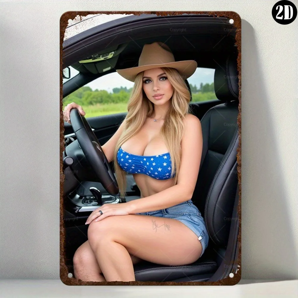 Vintage Metal Sign Bikini Model Sexy Beach Girl Pin Up Wall Art for Home Bar Garage Bedroom Gift