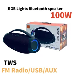 Portable Waterproof 100W High Power Bluetooth Speaker RGB Colorful Light Wireless Subwoofer 360 Stereo Surround TWS Boom Box