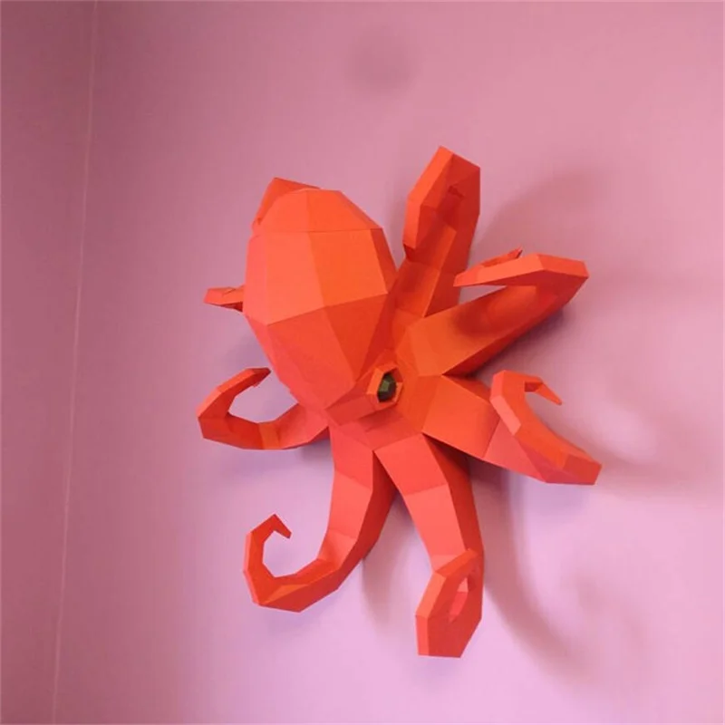 50cm Octopus Paper Model DIY 3D Large Marine Life Wall Decoration Hallway Decor Handmade Papercraft Puzzles Kit Porch Decor Toys