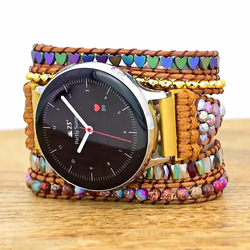 22mm 20mm Strap For Samsung galaxy watch 4 3 41 45mm Active 2 Band GT2 GT3Pro Boho Natural Stone Band Amazfit Bip GTS 2 2e GTR