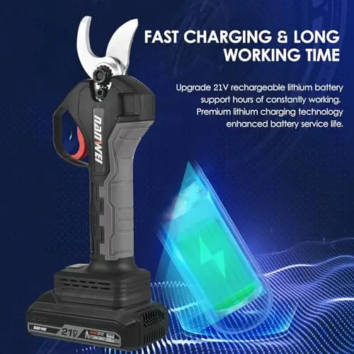 21V Brushless Cordless Electric Pruning Shears 2 Pack 2000mAh Rechargeable 0.8-1.2 Inch Cutting Diameter with Tree Branch