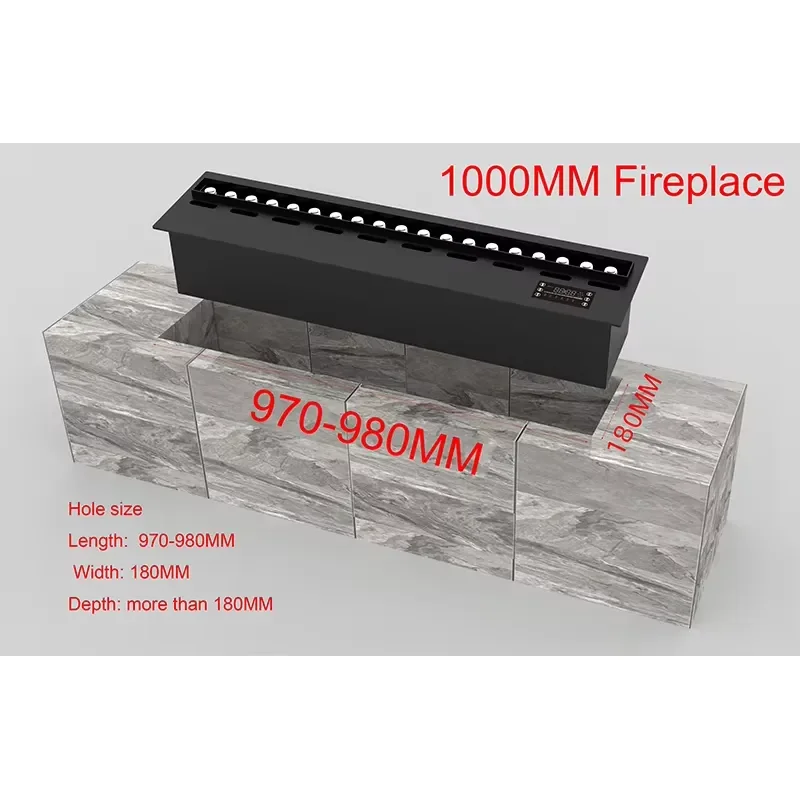 For Mist Insert Steel Water Fireplace with Electric Neon Flame and Remote Control for Outdoor & Hotel Use