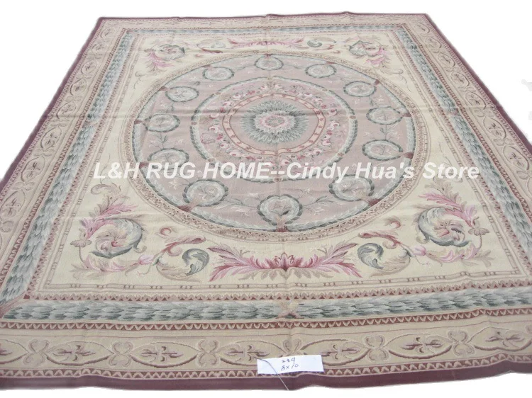 

Free shipping 8'X10' needlepoint woolen carpets,hand stitched carpets for living room 100% New Zealand wool rugs floral design