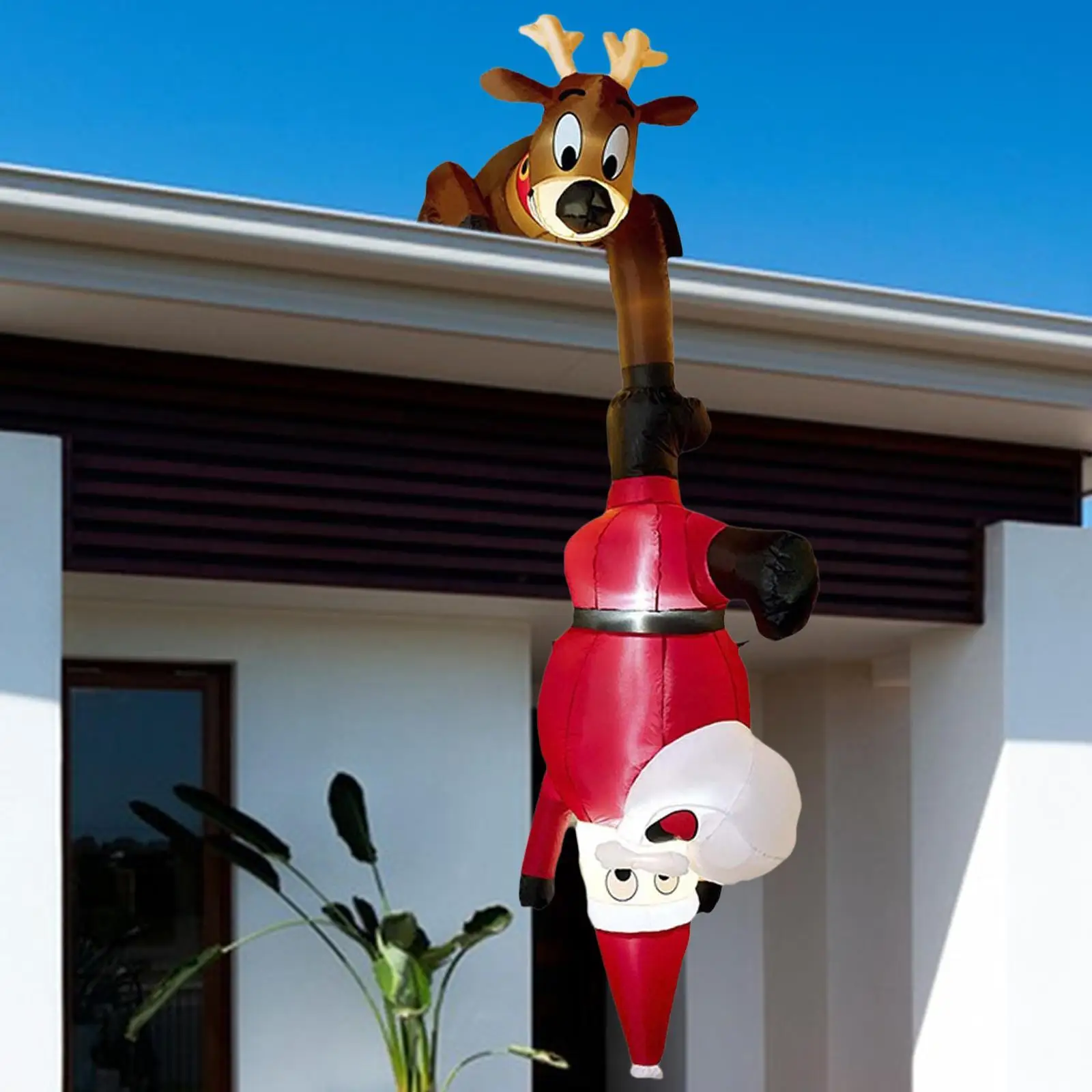 7.97 ft Christmas Inflatable Hanging Santa Holiday Gift Novelty Christmas Decoration Weatherproof Climbing Santa Built in LED