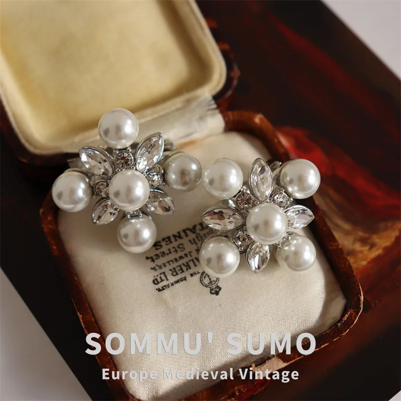 

Винтажные ювелирные серьги, осенние и зимние бриллианты, серьги-иглы из серебра с жемчугом и цирконом.