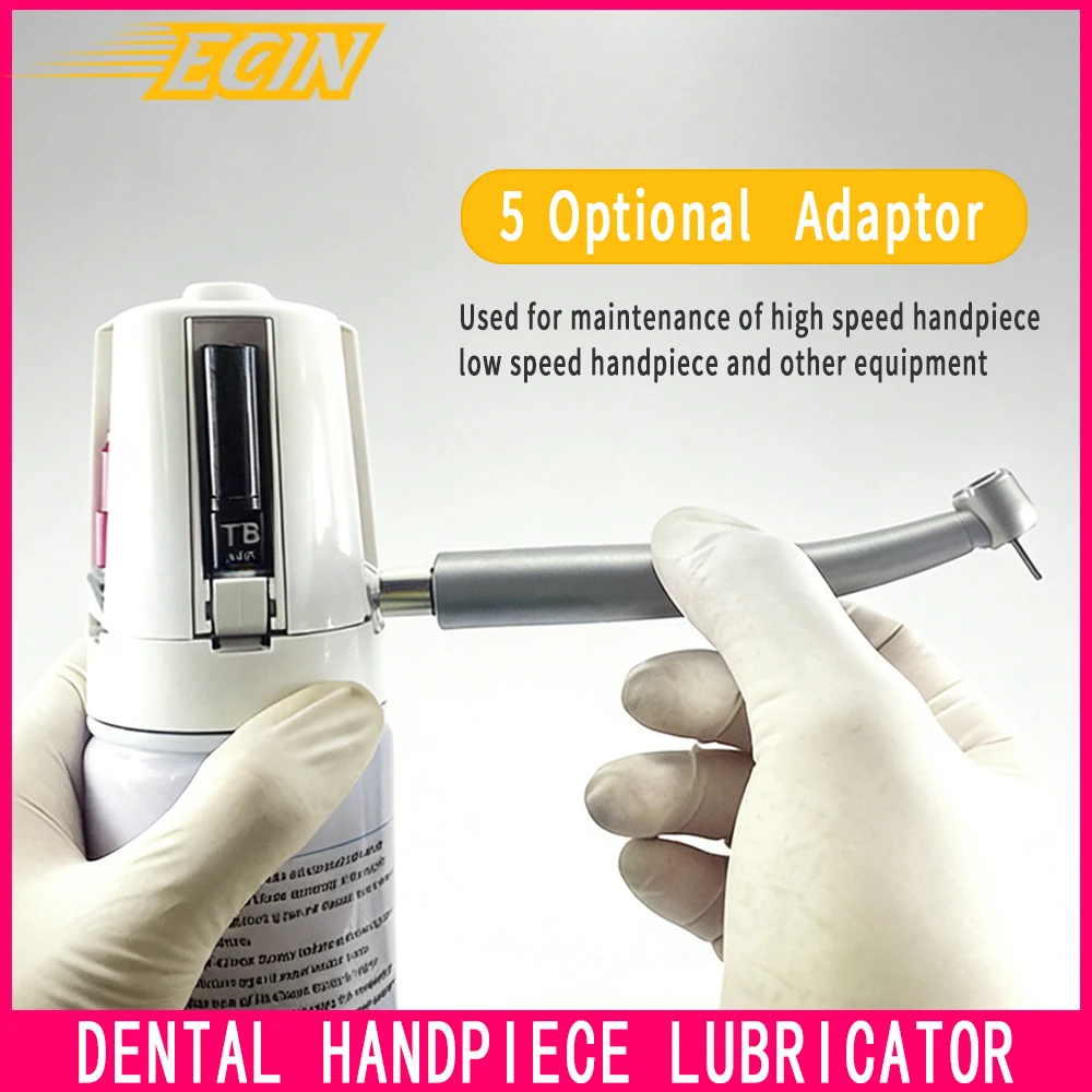 ECIN Dental Handpiece Cleaning Oil Lubricator Portable With 5 Style Connector For Standard Spray Can Maintenance Tool