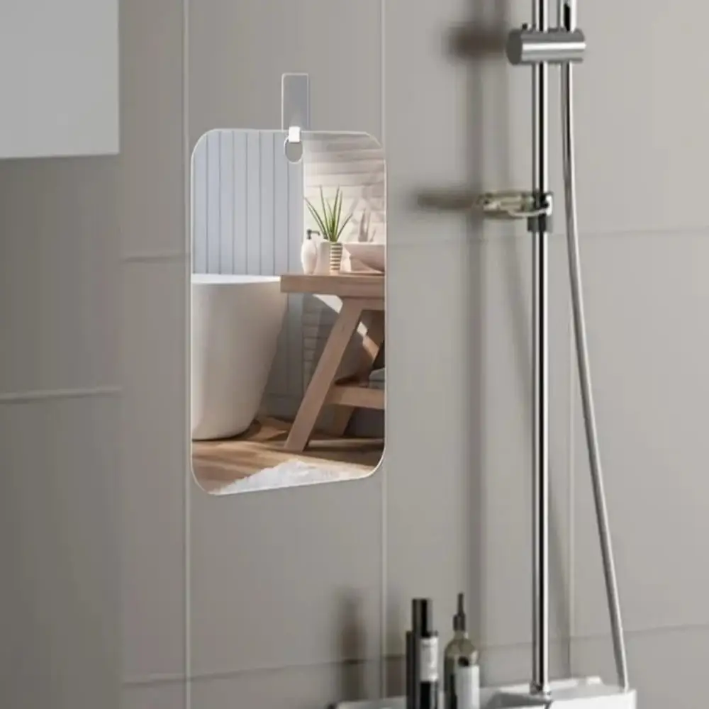 Acrylic Anti Fog Shower Mirror Wall Decor For Shaving Makeup Portable Lightweight Shatterproof Clear Vanity Cosmetic Mirror Tool