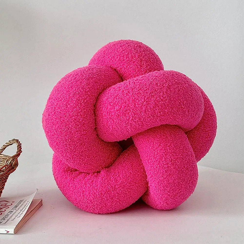 Hand knitted Decorative Pillow Plush Braided Knot Round Ball Throw Pillow for Sofa Couch Decor Soft Elastic Sleeping Companion