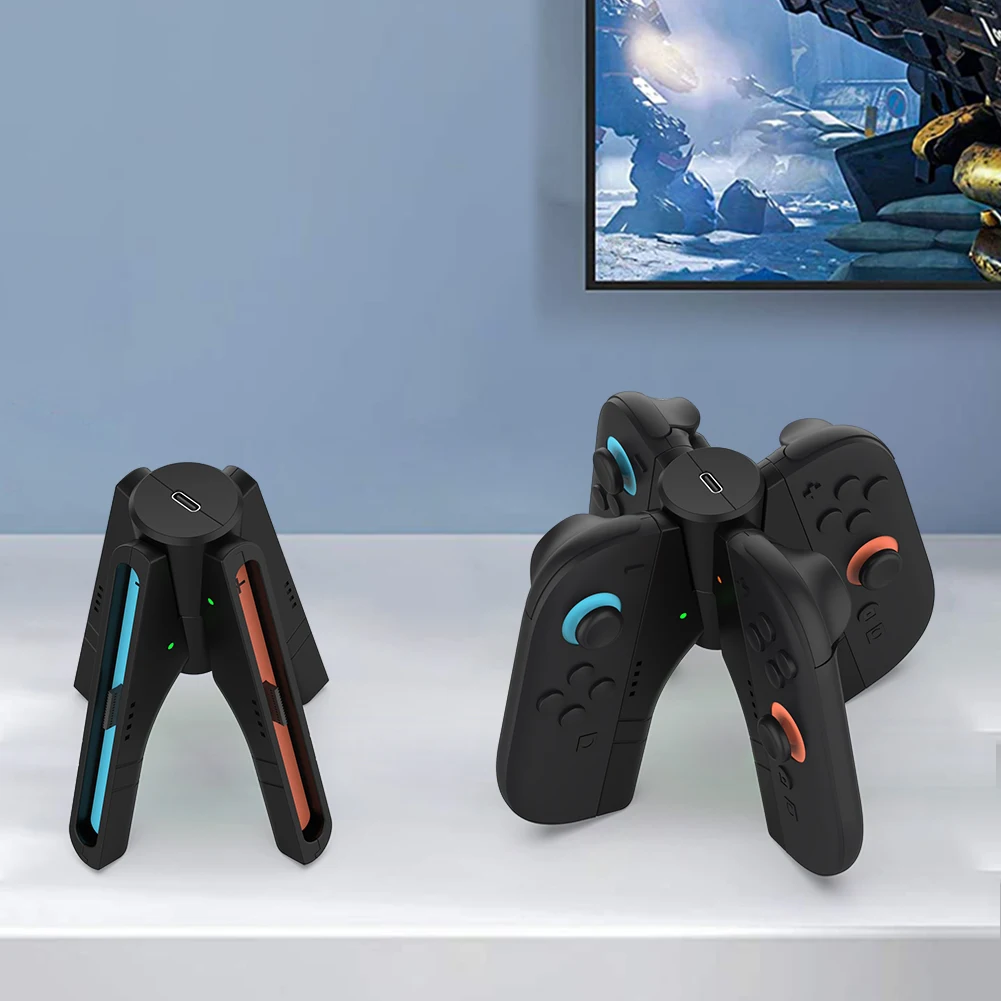 

Ручка зарядного устройства Joycon 4 в 1 для контроллера Nintendo Switch2, светодиодный индикатор зарядного устройства, ручка зарядной док-станции