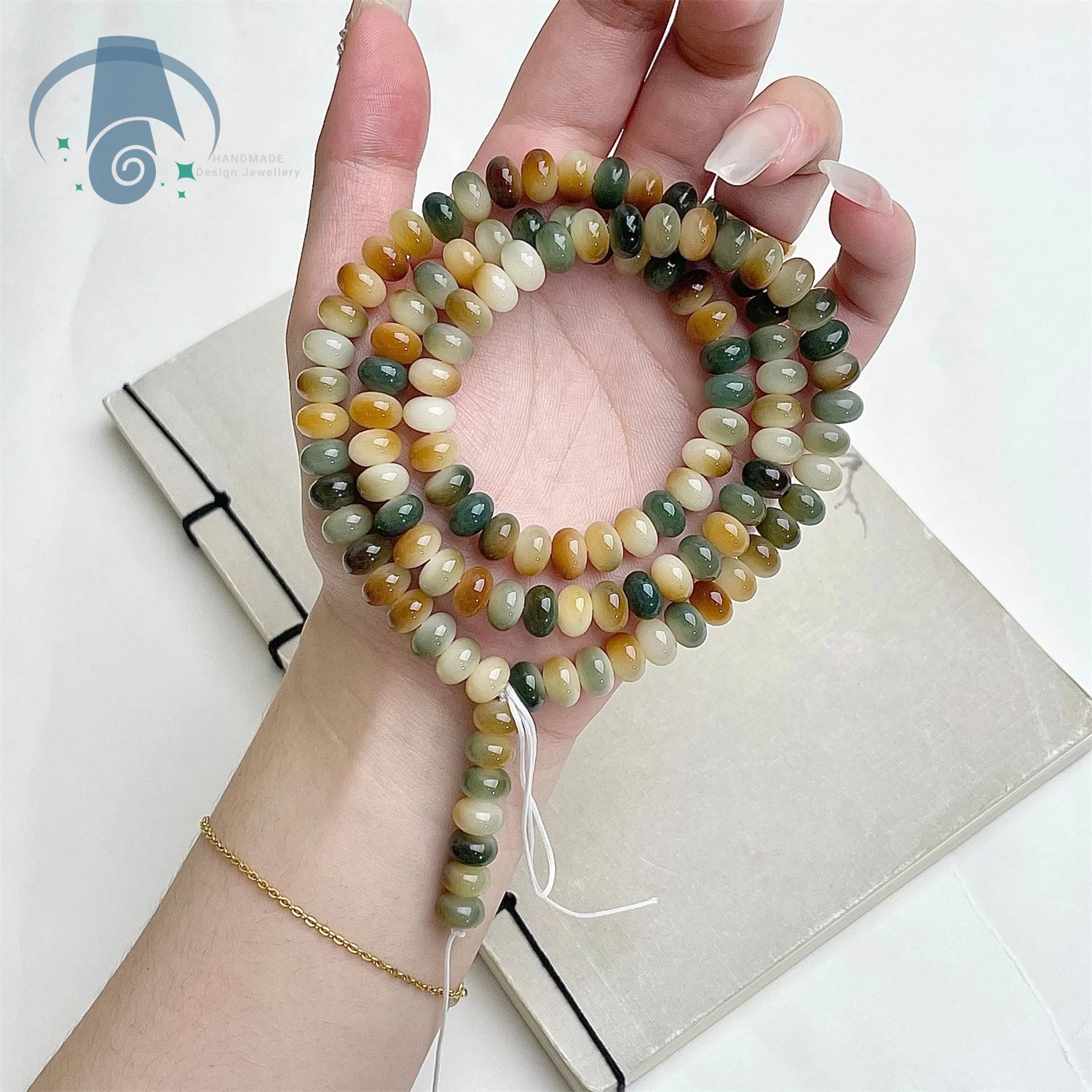 Natural Bodhi Root Multi colored Multi Treasure Bead Calculation Plate Bead Hand String Ethnic Style Men's and Women's Styles