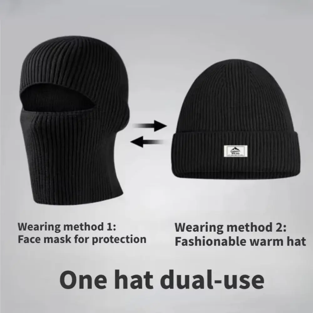 Full Face Ski 2 in1 Mask Knitted Hat Bonnet Multifunctional Warm Knitted Balaclava Hats Baotou Hat Windproof Cap