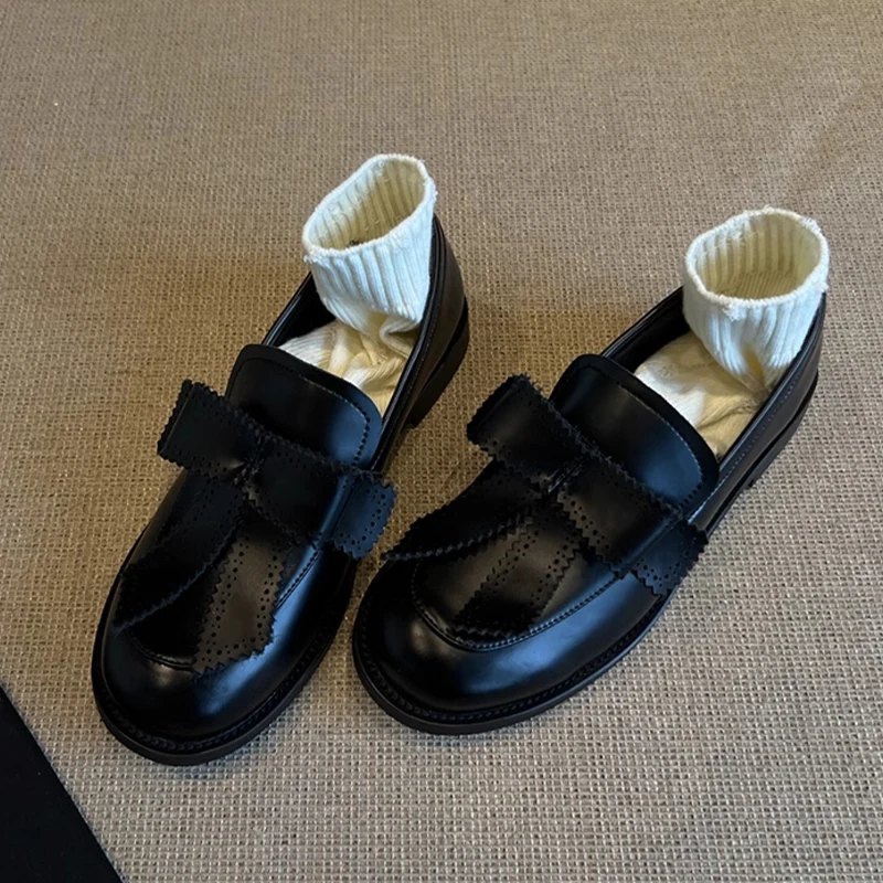 

Women Loafers Bow Flats Shoes Elegant 2025 Fashion New Leather Shoes Winter Woman Sneaker Dress Walking Brand Zapatillas Mujer